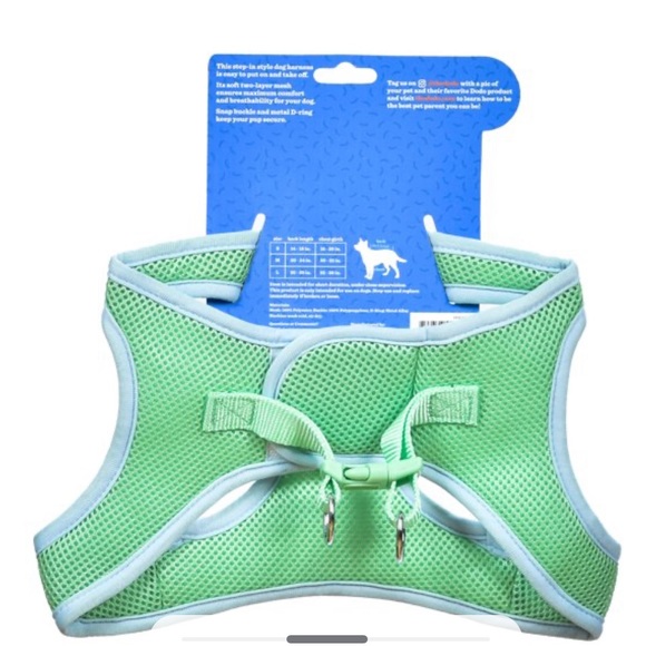 Dog VEST - Step-in Harness - Unisex light GREEN AND Blue.  Breathable mesh. - Picture 2 of 9